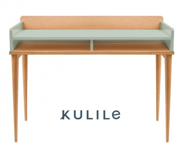 KULILE • Petit Bureau Chêne Naturel — FLAK Bleu Nuit